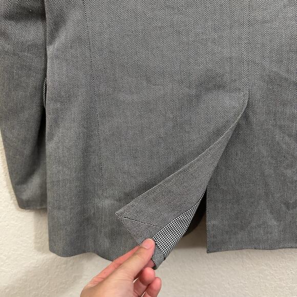 BANANA REPUBLIC Blazer Mens 40R Gray Herringbone Tailored Fit Preppy Business - Picture 7 of 12